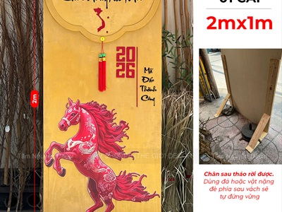 [ORDER 3-5 NGÀY] Mô hình Bao lì xì cỡ lớn Vàng Gold Tết Bính Ngọ [Bằng gỗ - Đế tự đứng] C2x1m BAOLIXI-05